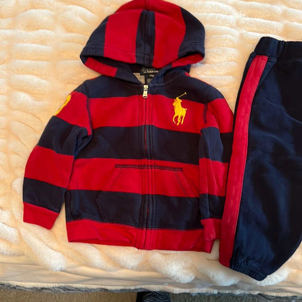 Polo by Ralph Lauren Baby Boy Fleece Full-Zip Hoodie & Pant Set. 24M